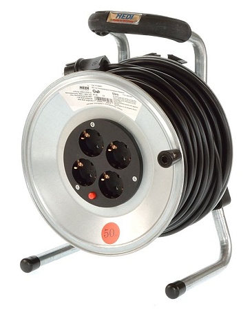 K1S50PT HEDI Удлинитель на катушке из металла D=255мм/4GS/IP20/50м H05VV-F3G1,5/термозащита