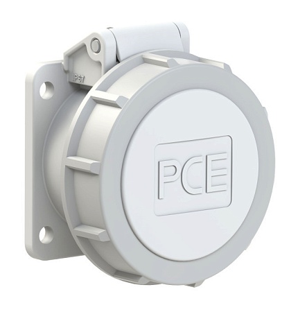 3932-10f9v PCE Розетка встраиваемая 32А/24-42V/2P+E/IP67, никелированные контакты, фланец 54x60